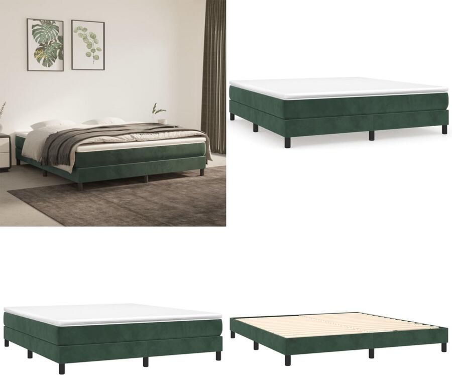 VidaXL Boxspringframe fluweel donkergroen 160x200 cm Boxspring Bed Frame Boxspring Bed Frames Bed Slaapkamer Meubels
