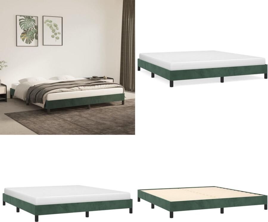 VidaXL Bedframe zonder matras 160x200 cm fluweel donkergroen - Foto 3