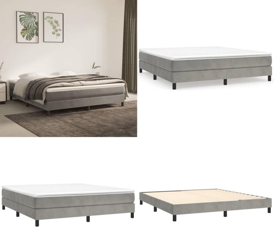 VidaXL Boxspringframe fluweel lichtgrijs 160x200 cm Boxspring Bed Frame Boxspring Bed Frames Bed Slaapkamer Meubels