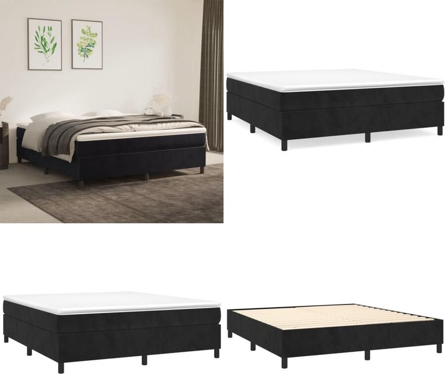 VidaXL Boxspringframe fluweel zwart 160x200 cm Boxspring Bed Frame Boxspring Bed Frames Bed Slaapkamer Meubels