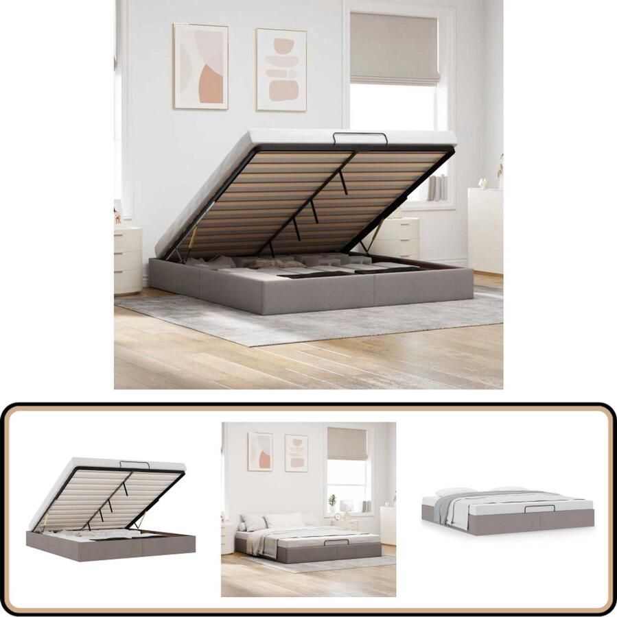 VidaXL Bedframe zonder matras 160x200 cm stof taupe