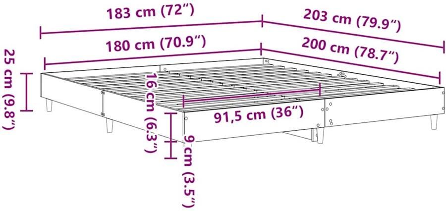 VidaXL Bedframe zonder matras 180x200 cm bewerkt hout oud hout - Foto 2