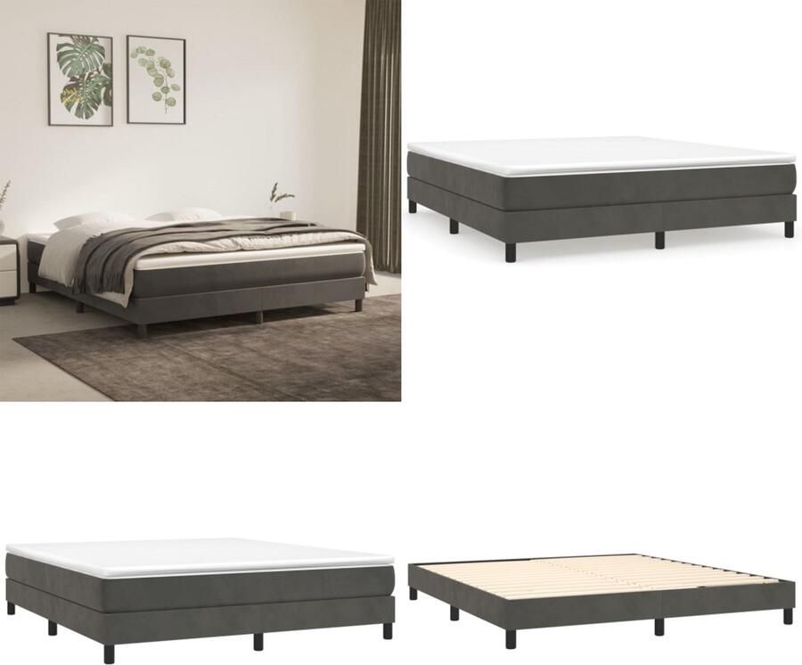 VidaXL Boxspringframe fluweel donkergrijs 180x200 cm Boxspring Bed Frame Boxspring Bed Frames Bed Slaapkamer Meubels