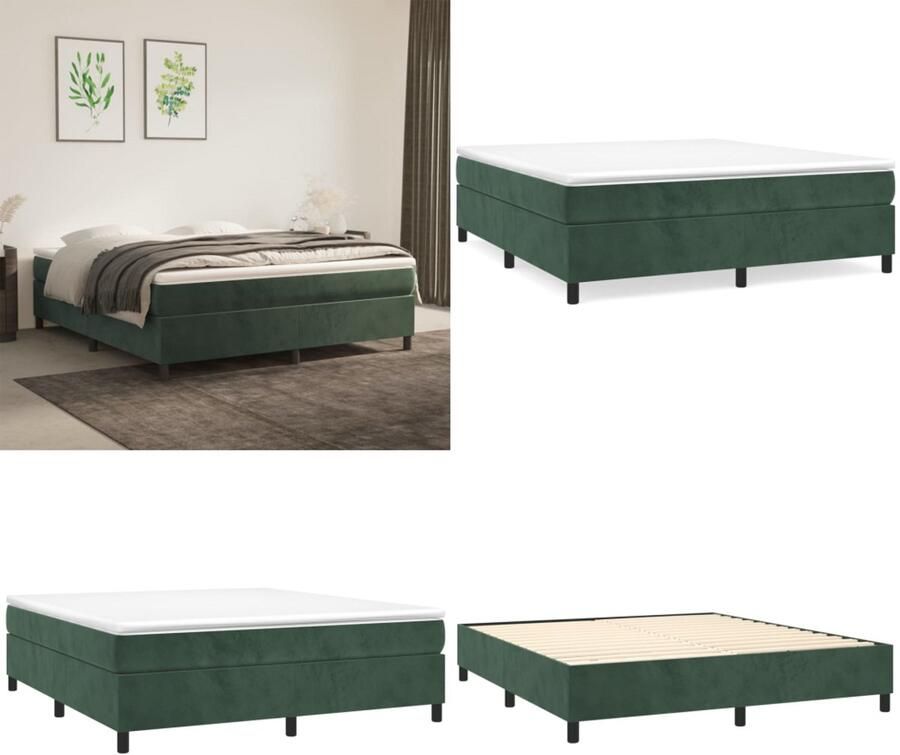 VidaXL Boxspringframe fluweel donkergroen 180x200 cm Boxspring Bed Frame Boxspring Bed Frames Bed Slaapkamer Meubels