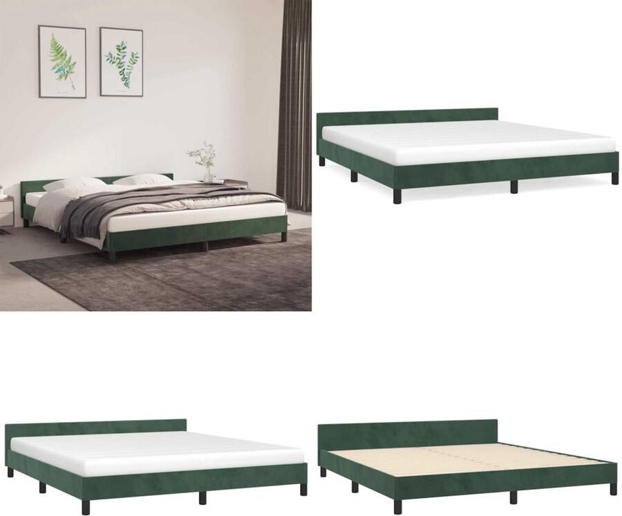 VidaXL Bedframe zonder matras 180x200 cm fluweel donkergroen Bedframe Met Hoofdeinde Bedframes Met Hoofdeindes Bed Slaapmeubel