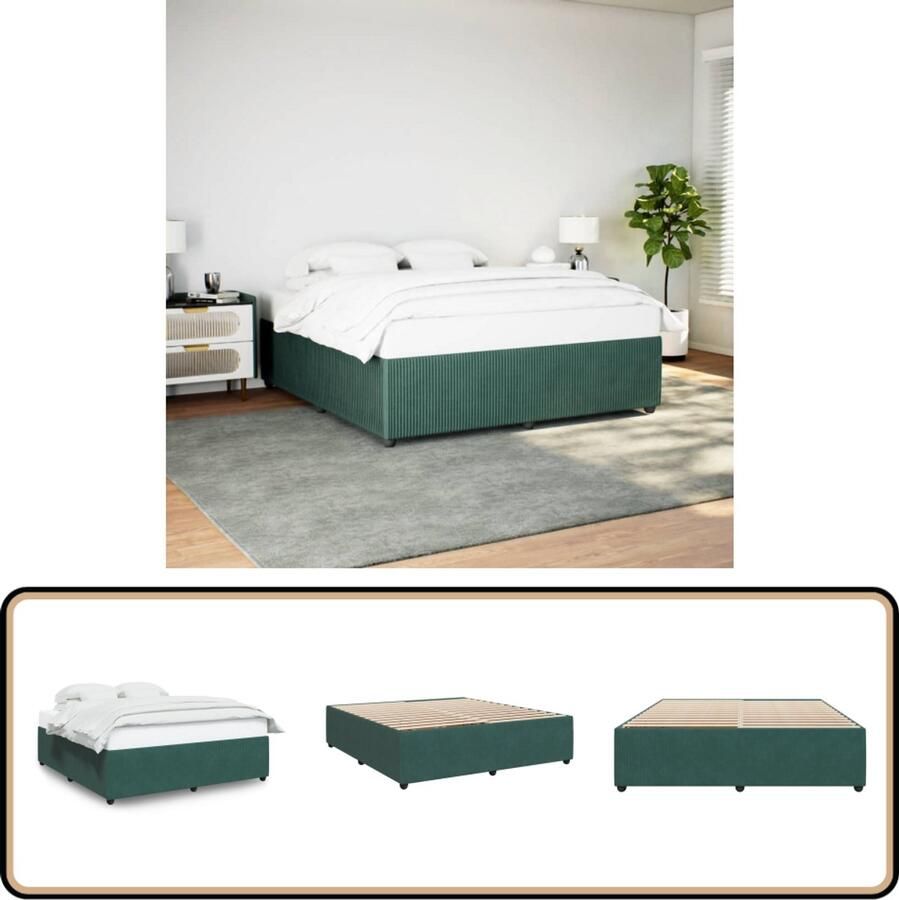 VidaXL Bedframe zonder matras 180x200 cm fluweel donkergroen