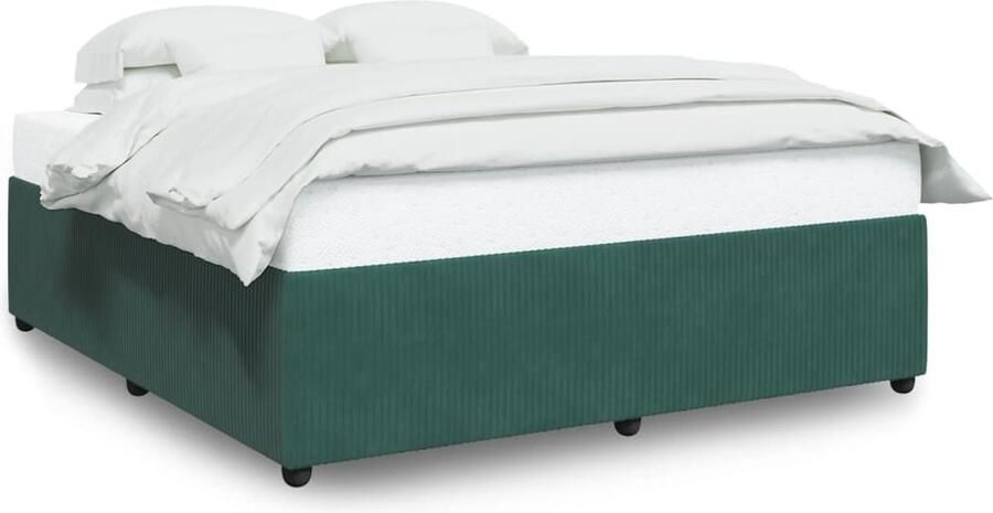VidaXL Bedframe zonder matras 180x200 cm fluweel donkergroen