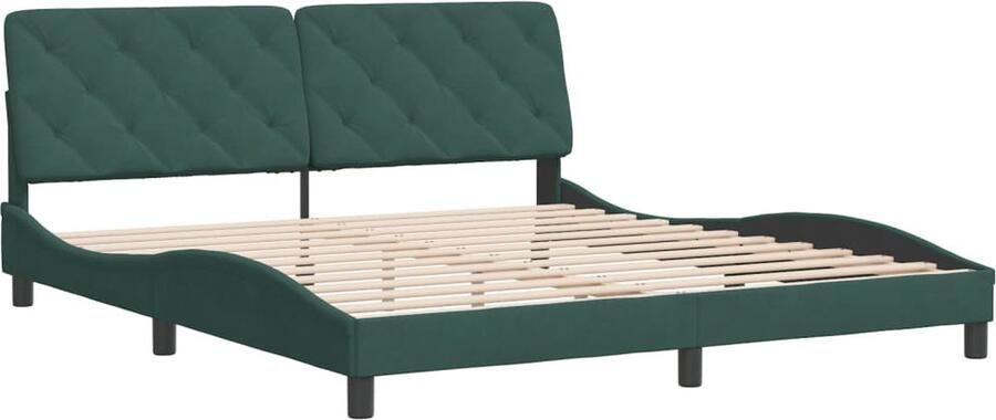 VidaXL Bedframe zonder matras 180x200 cm fluweel donkergroen