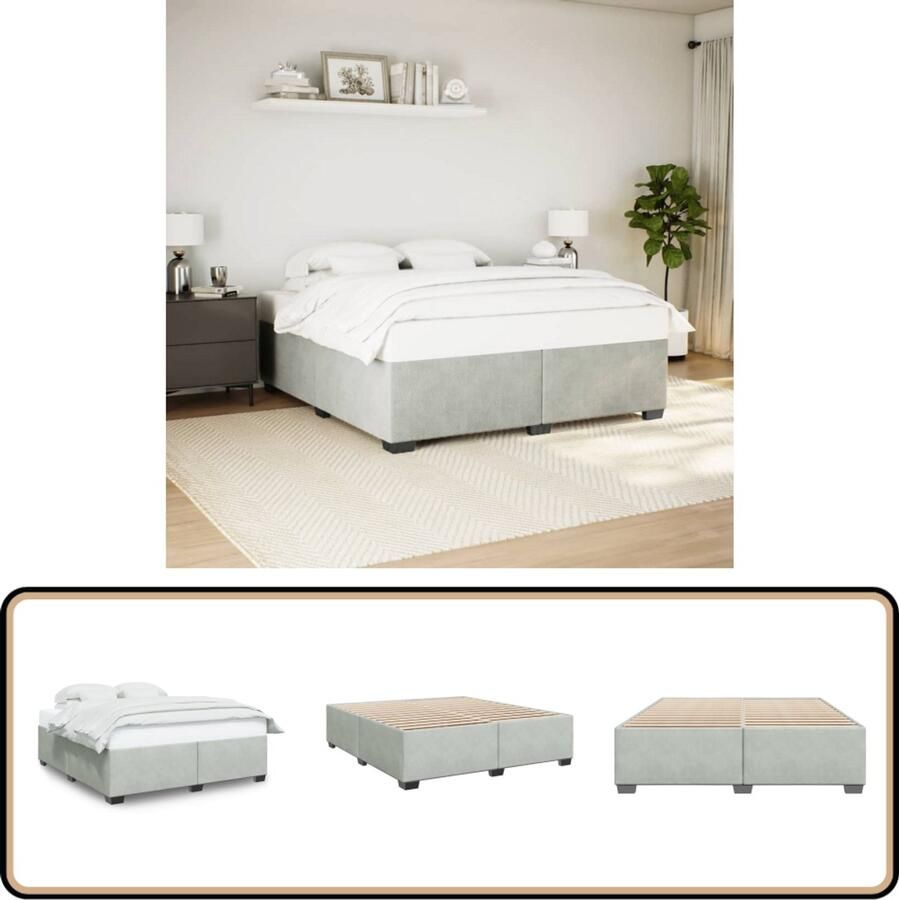 VidaXL Bedframe zonder matras 180x200 cm fluweel lichtgrijs