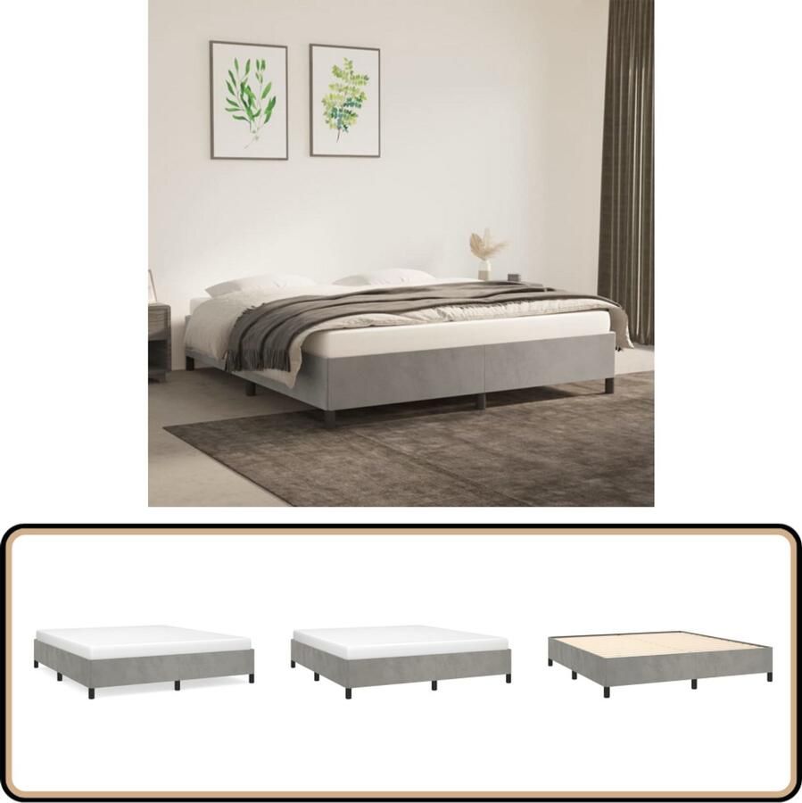 VidaXL Bedframe zonder matras 180x200 cm fluweel lichtgrijs - Foto 3