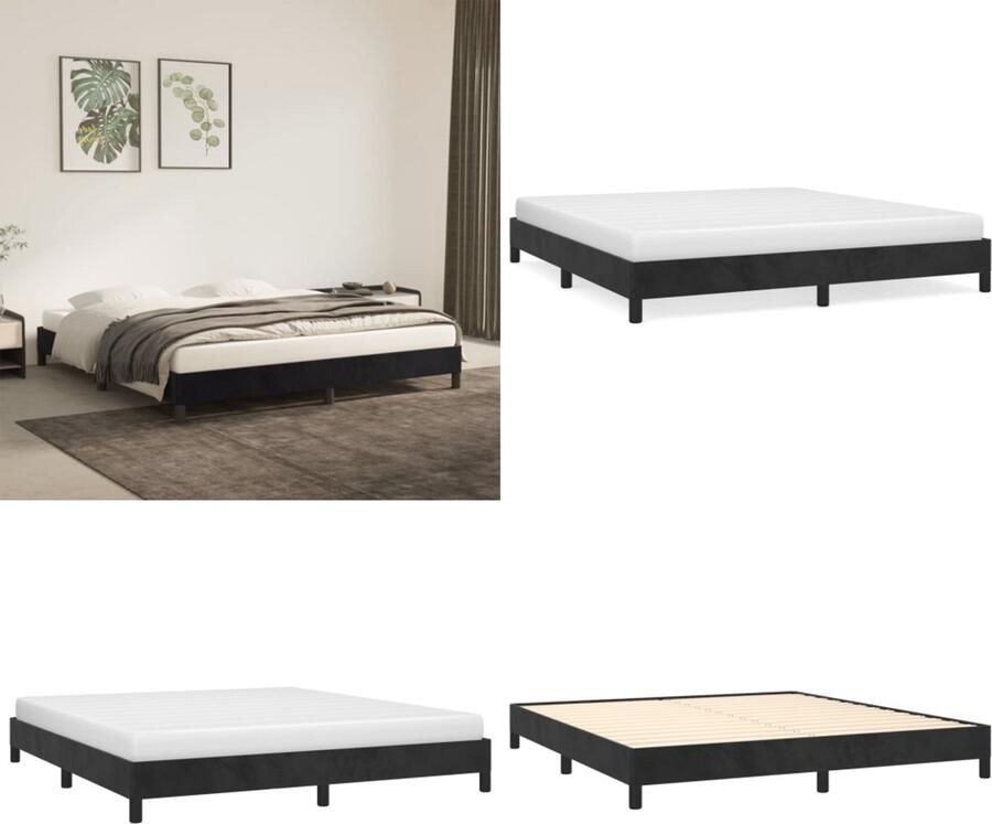 VidaXL Boxspringframe fluweel zwart 180x200 cm Boxspring Bed Frame Boxspring Bed Frames Bed Slaapkamer Meubels - Foto 2