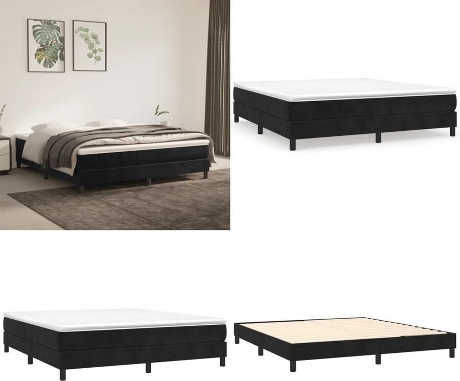 VidaXL Boxspringframe fluweel zwart 180x200 cm Boxspring Bed Frame Boxspring Bed Frames Bed Slaapkamer Meubels