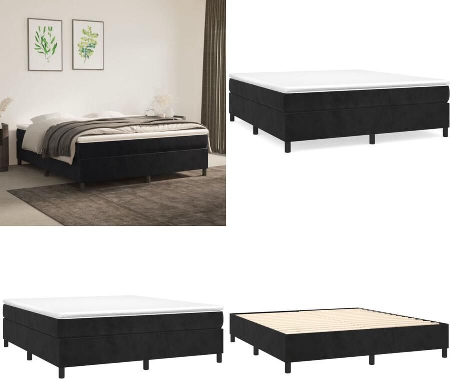 VidaXL Boxspringframe fluweel zwart 180x200 cm Boxspring Bed Frame Boxspring Bed Frames Bed Slaapkamer Meubels