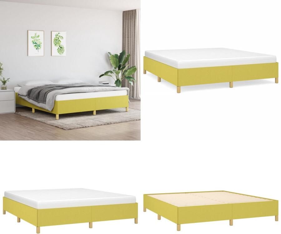 VidaXL Bedframe zonder matras 180x200 cm stof groen Bedframe Bed Slaapmeubel
