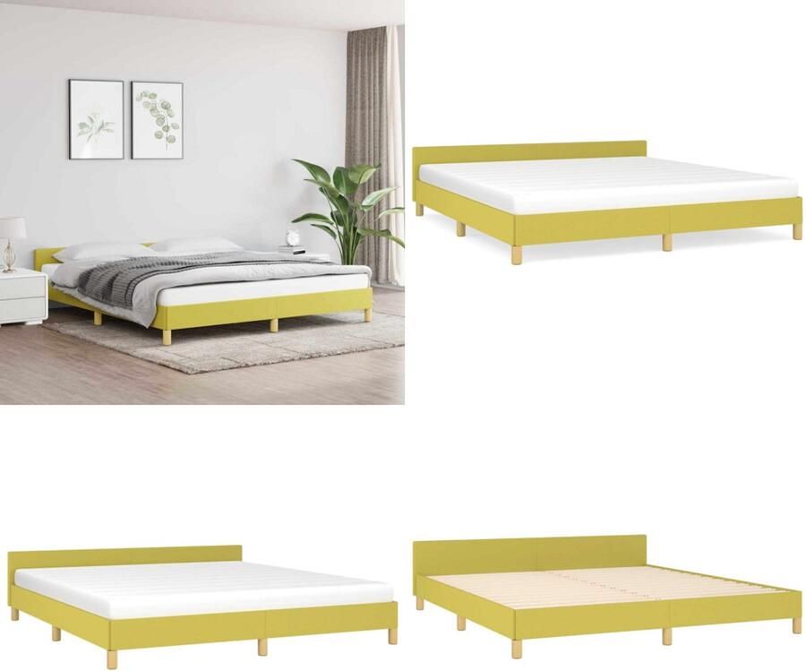 VidaXL Bedframe zonder matras 180x200 cm stof groen Bedframe Met Hoofdeinde Bedframes Met Hoofdeindes Bed Slaapmeubel