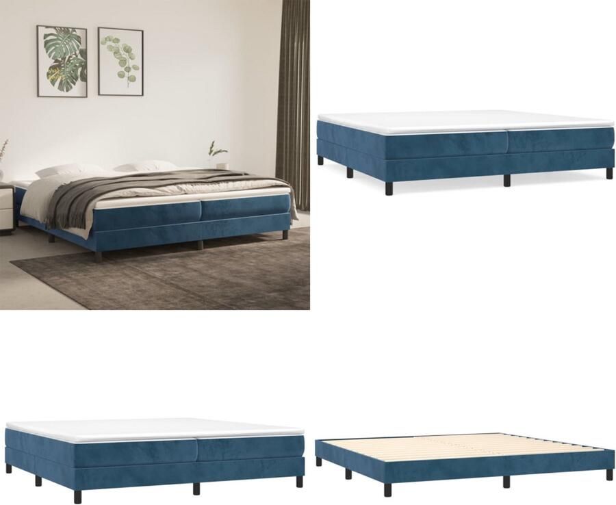 VidaXL Boxspringframe fluweel donkerblauw 200x200 cm Boxspring Bed Frame Boxspring Bed Frames Bed Slaapkamer Meubels