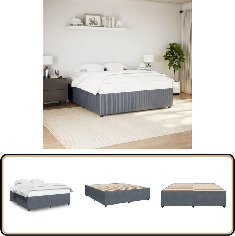 VidaXL Bedframe zonder matras 200x200 cm fluweel donkergrijs