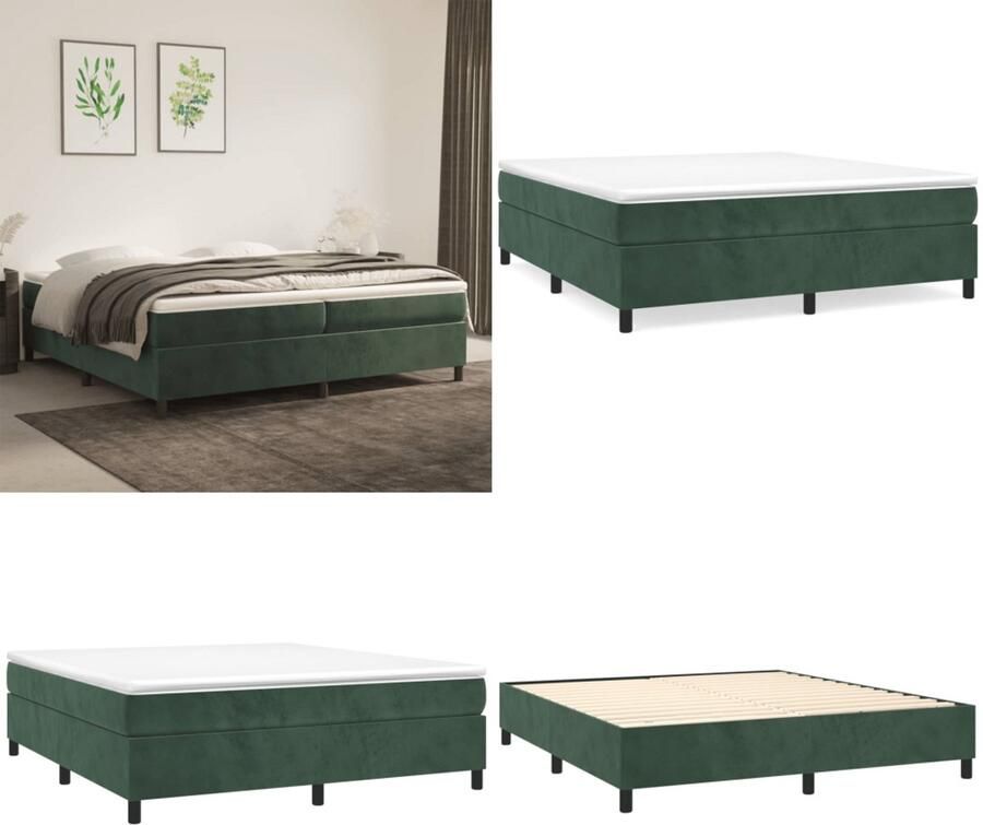 VidaXL Bedframe zonder matras 200x200 cm fluweel donkergroen - Foto 3