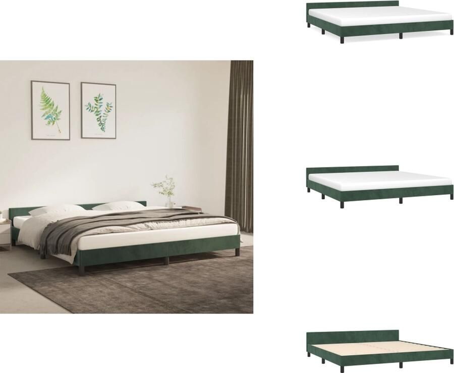 VidaXL Bedframe Fluwelen Stof Opvallend Zacht Stabiele Poten Multiplex Lattenbodem Donkergroen 203x206x50 cm Geschikt voor 200x200 cm Matras Bed - Foto 2