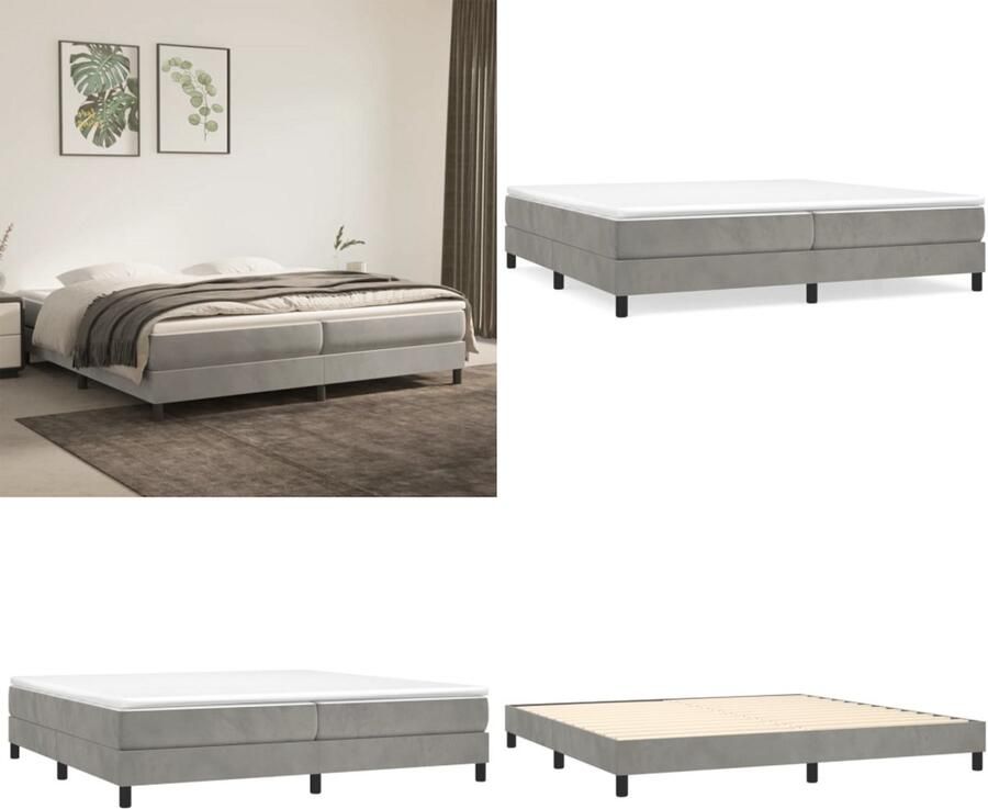 VidaXL Boxspringframe fluweel lichtgrijs 200x200 cm Boxspring Bed Frame Boxspring Bed Frames Bed Slaapkamer Meubels
