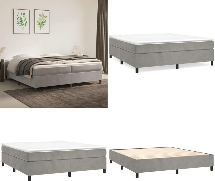 VidaXL Bedframe zonder matras 200x200 cm fluweel lichtgrijs Bedframe Bedframes Slaapmeubel Bedbodem