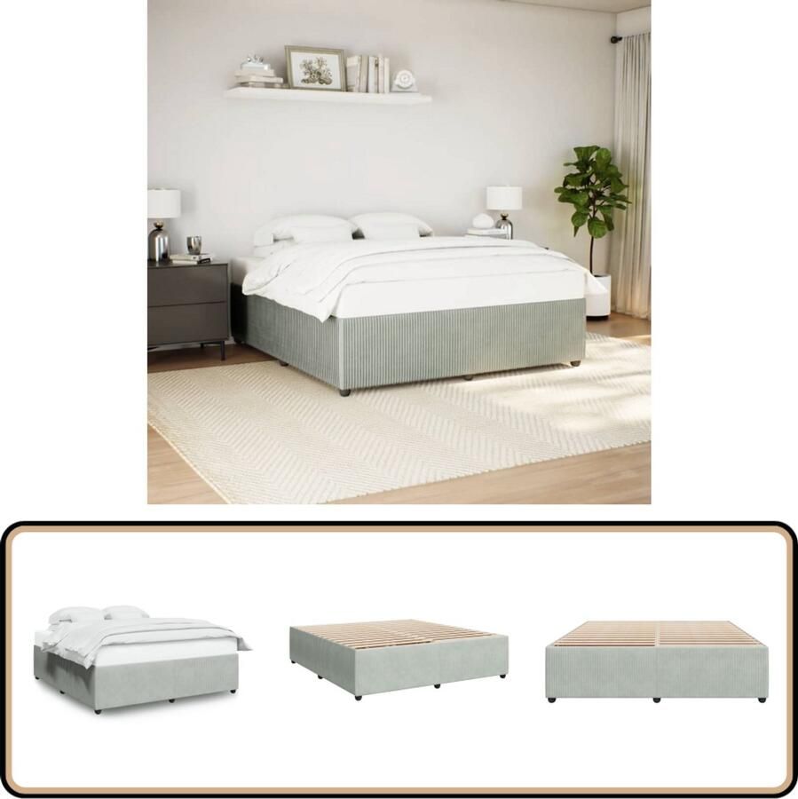 VidaXL Bedframe zonder matras 200x200 cm fluweel lichtgrijs