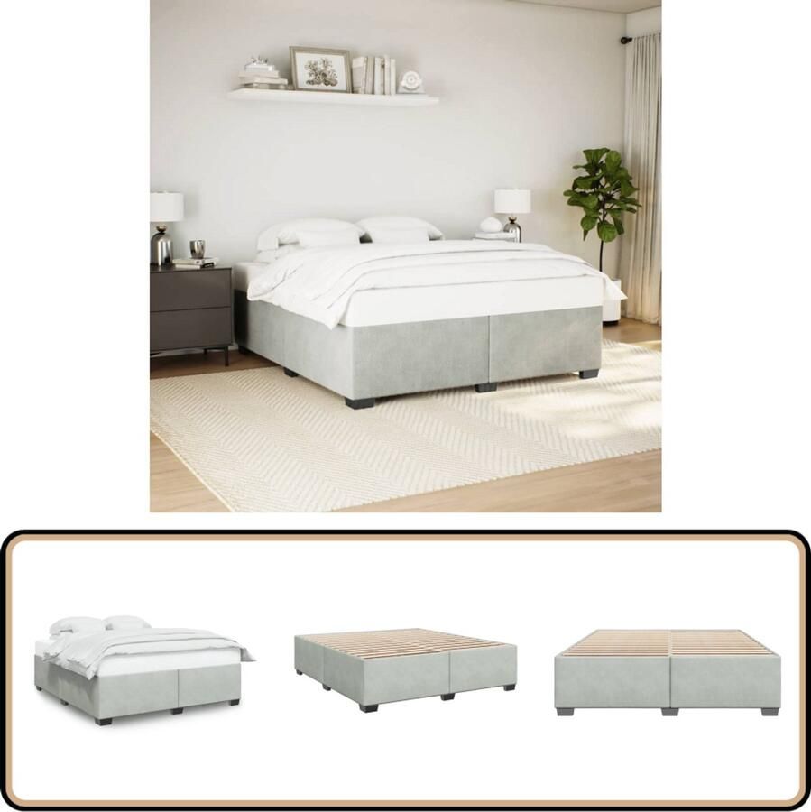 VidaXL Bedframe zonder matras 200x200 cm fluweel lichtgrijs