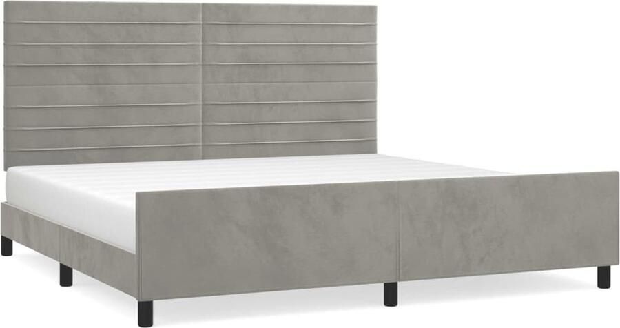 VidaXL -Bedframe-met-hoofdeinde-fluweel-lichtgrijs-200x200-cm - Foto 3
