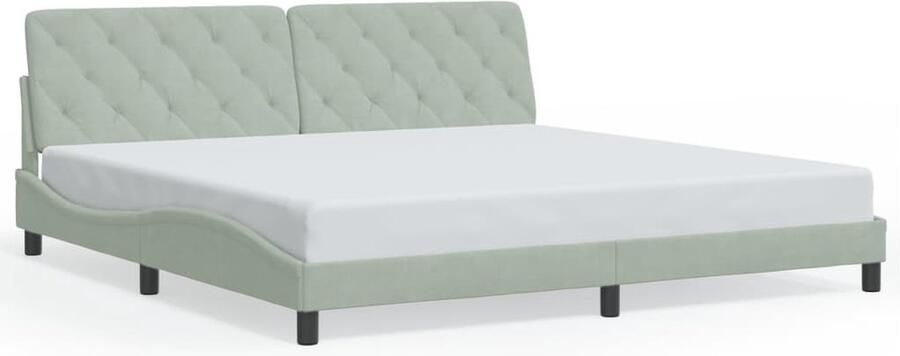 VidaXL -Bedframe-met-hoofdeinde-fluweel-lichtgrijs-200x200-cm