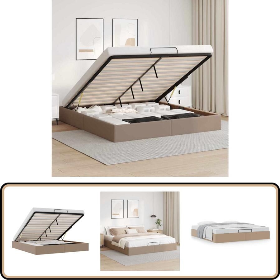 VidaXL Bedframe zonder matras 200x200 cm kunstleer cappuccinokleurig