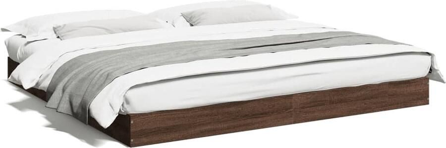 VidaXL Bedframe zonder matras 200x200 cm spaanplaat bruin eikenkleurig - Foto 2