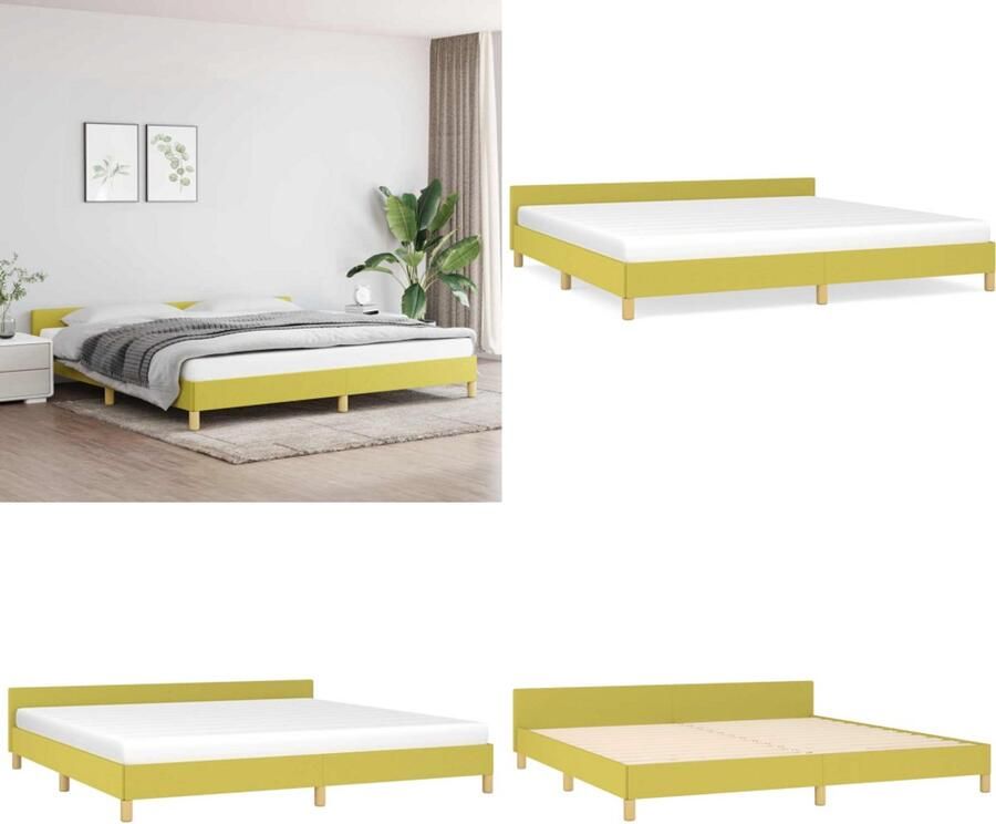 VidaXL Bedframe zonder matras 200x200 cm stof groen Bedframe Met Hoofdeinde Bedframes Met Hoofdeindes Bed Slaapmeubel