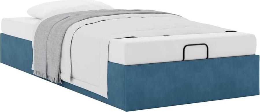 VidaXL Bedframe zonder matras 100x200 cm fluweel donkerblauw - Foto 3