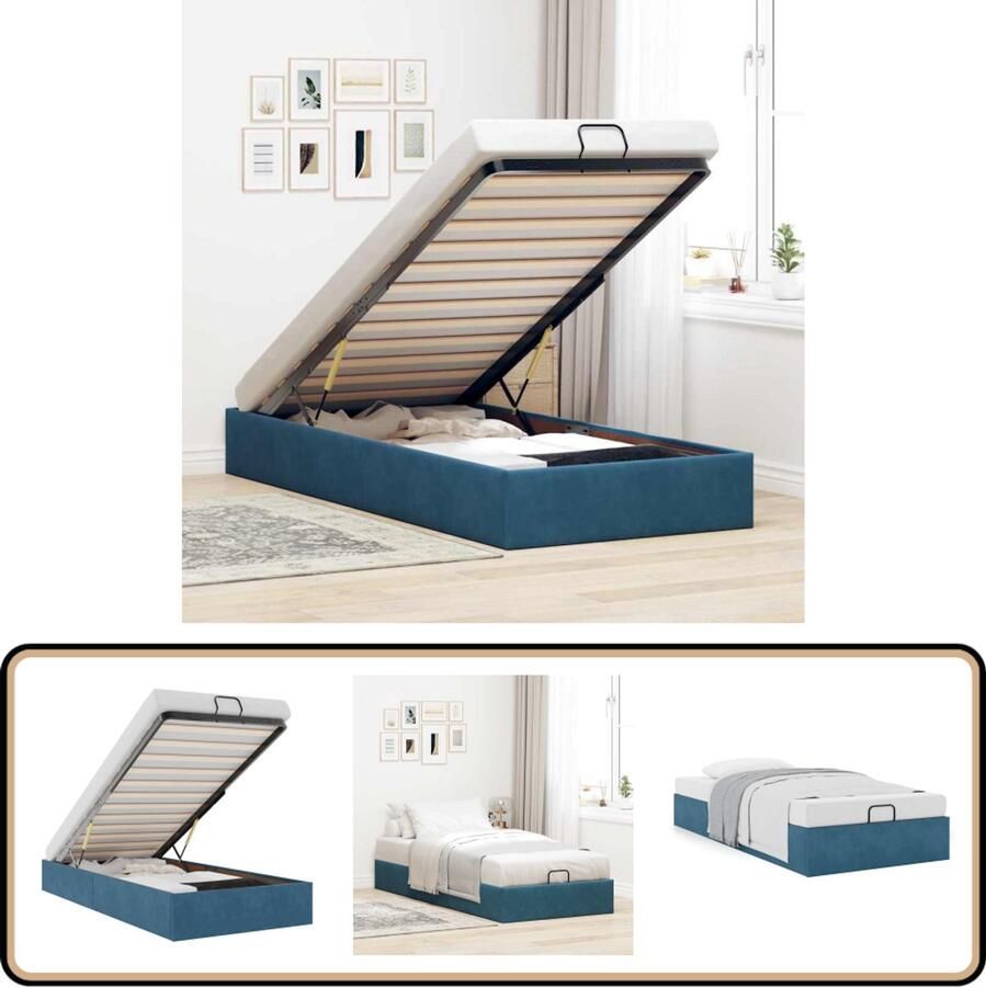 VidaXL Bedframe zonder matras 80x200 cm fluweel donkerblauw