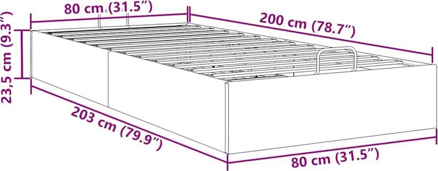 VidaXL Bedframe zonder matras 80x200 cm fluweel donkergrijs - Foto 4