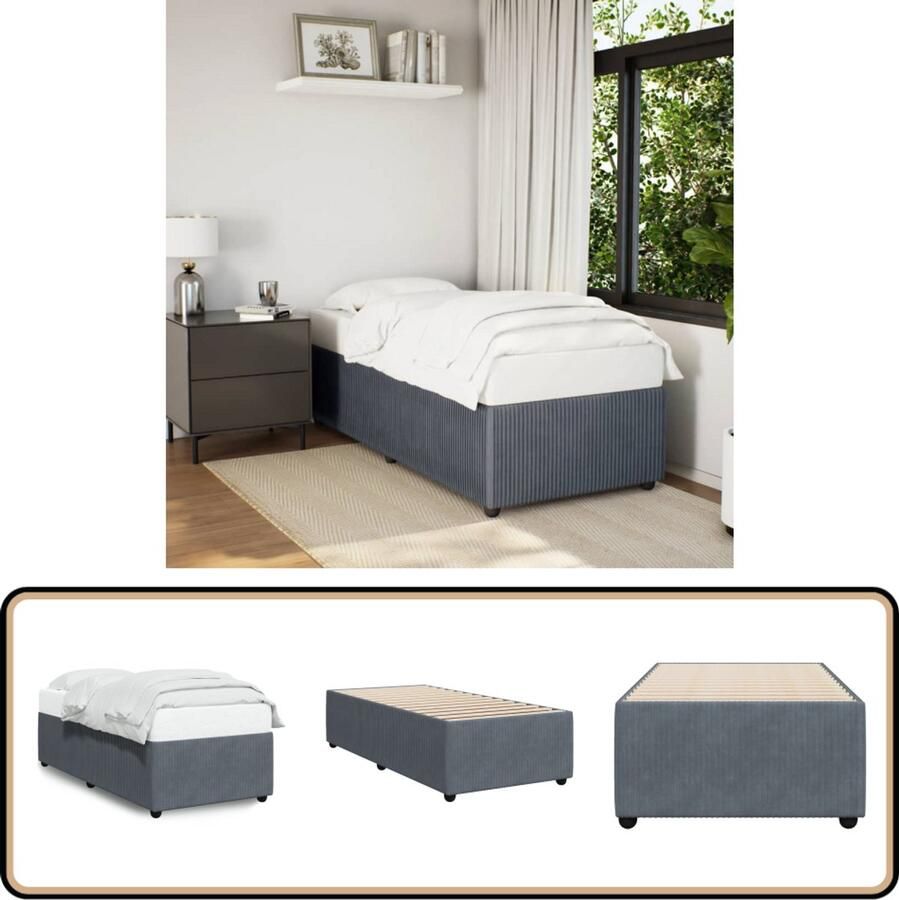 VidaXL Bedframe zonder matras 80x200 cm fluweel donkergrijs