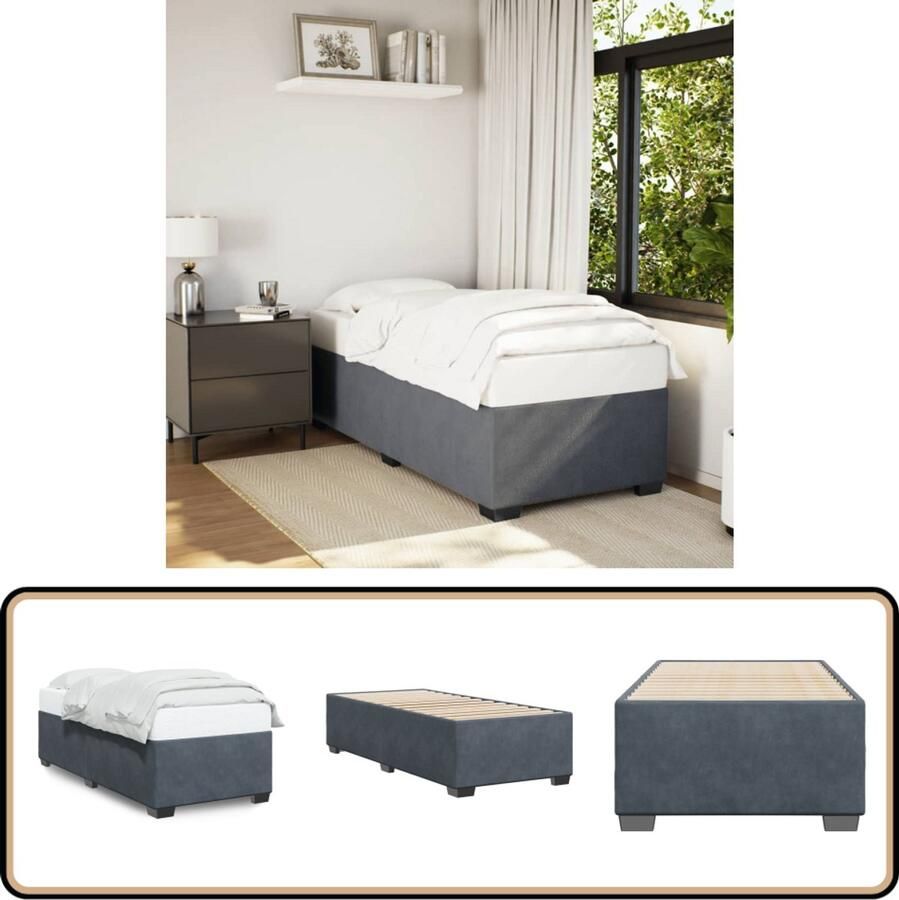 VidaXL Bedframe zonder matras 80x200 cm fluweel donkergrijs