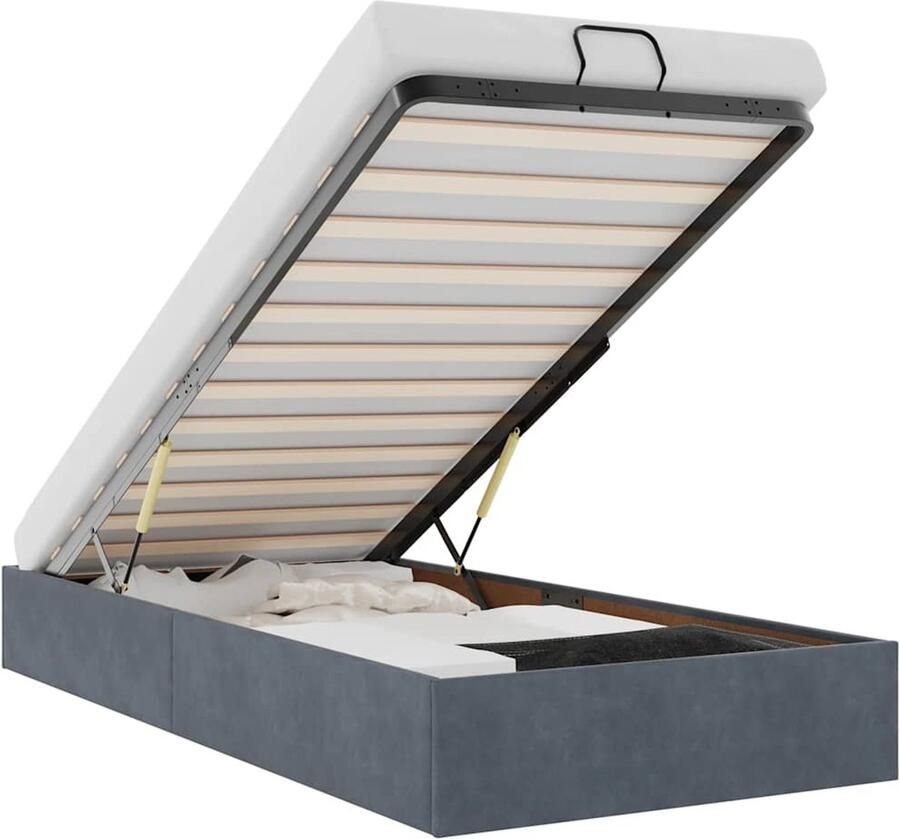 VidaXL Bedframe zonder matras 80x200 cm fluweel donkergrijs - Foto 2