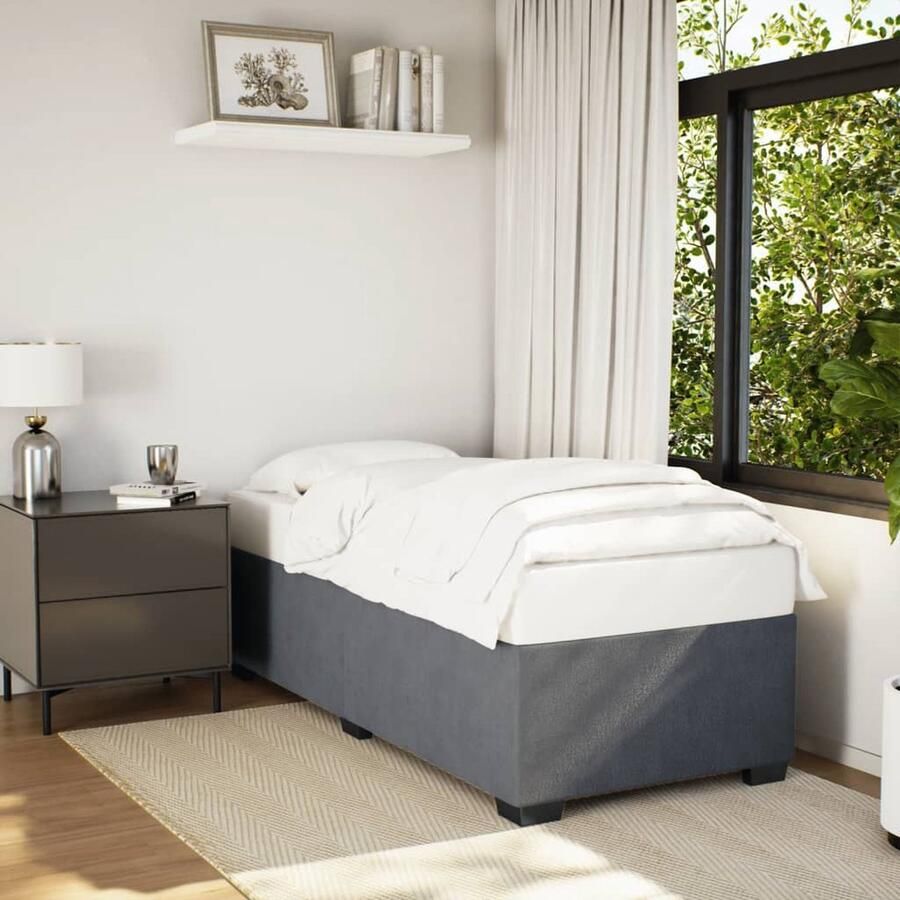 VidaXL Bedframe zonder matras 80x200 cm fluweel donkergrijs - Foto 2