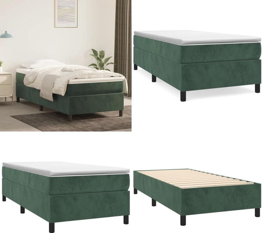 VidaXL Boxspringframe fluweel donkergroen 80x200 cm Boxspringframe Boxspringframes Bed Ledikant
