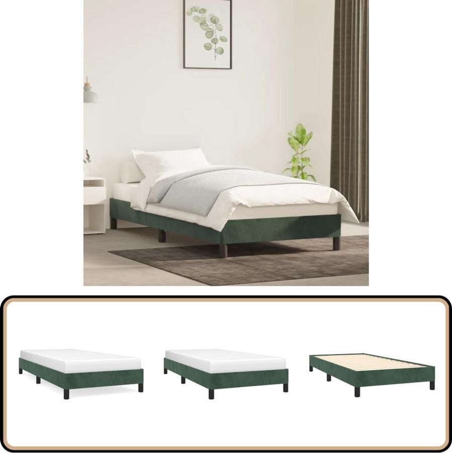 VidaXL Bedframe zonder matras 80x200 cm fluweel donkergroen