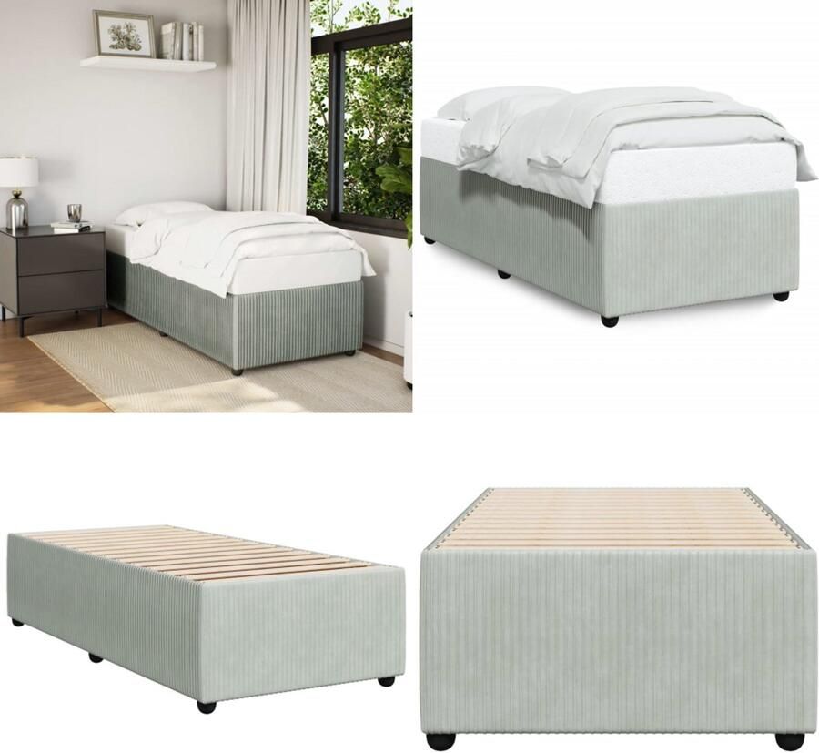 VidaXL Bedframe zonder matras 80x200 cm fluweel lichtgrijs Bedframe Bed Bedbodem