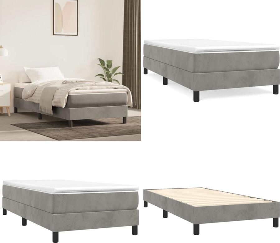 VidaXL Bedframe zonder matras 80x200 cm fluweel lichtgrijs Bedframe Bedframes Bed Ledikant