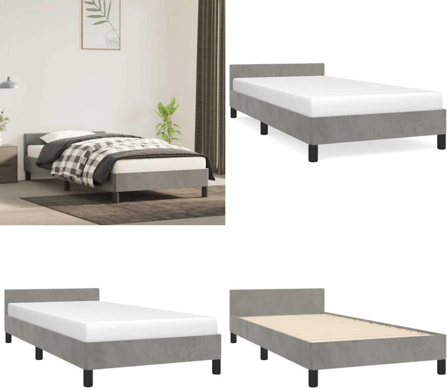 VidaXL Bedframe zonder matras 80x200 cm fluweel lichtgrijs Bedframe Met Hoofdeinde Bedframes Met Hoofdeindes Bed Slaapmeubel