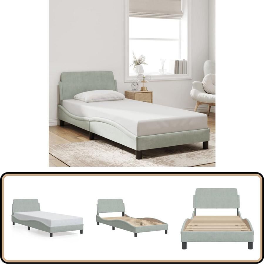 VidaXL Bedframe zonder matras 80x200 cm fluweel lichtgrijs