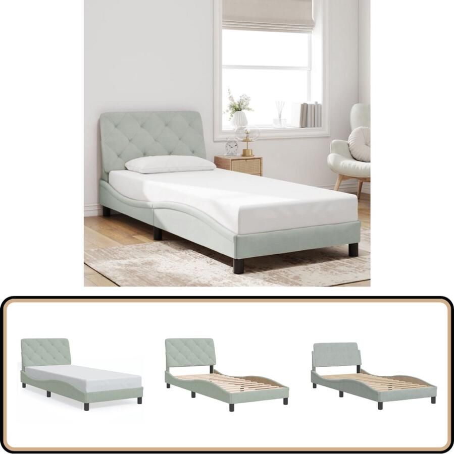 VidaXL Bedframe zonder matras 80x200 cm fluweel lichtgrijs