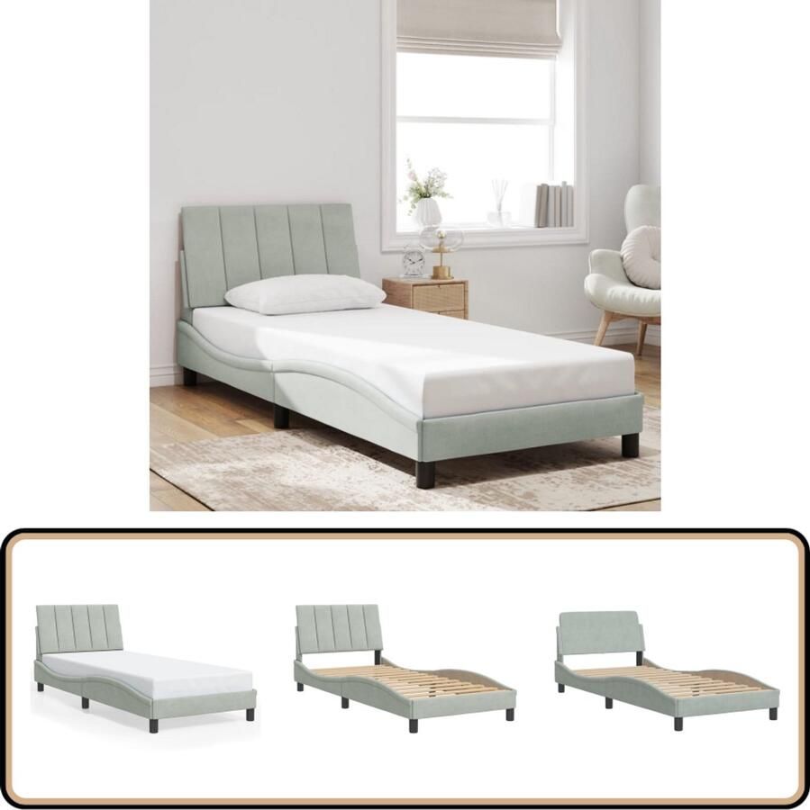 VidaXL Bedframe zonder matras 80x200 cm fluweel lichtgrijs
