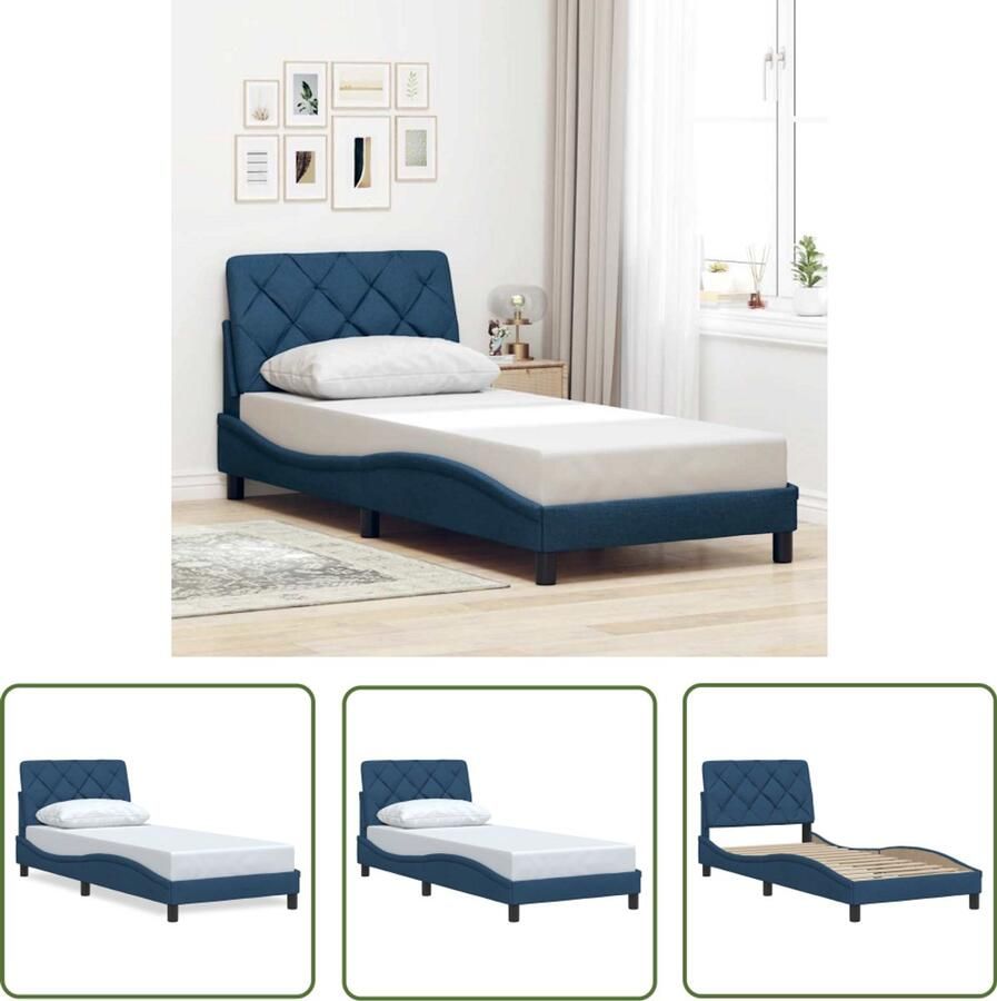 VidaXL Bedframe zonder matras 80x200 cm stof blauw Bed Frame Boxspring Tweepersoonsbed Slaapcomfort Slaapkamers