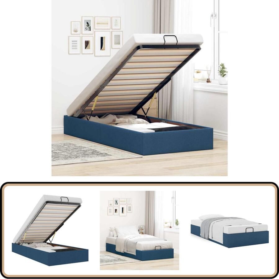 VidaXL Bedframe zonder matras 80x200 cm stof blauw