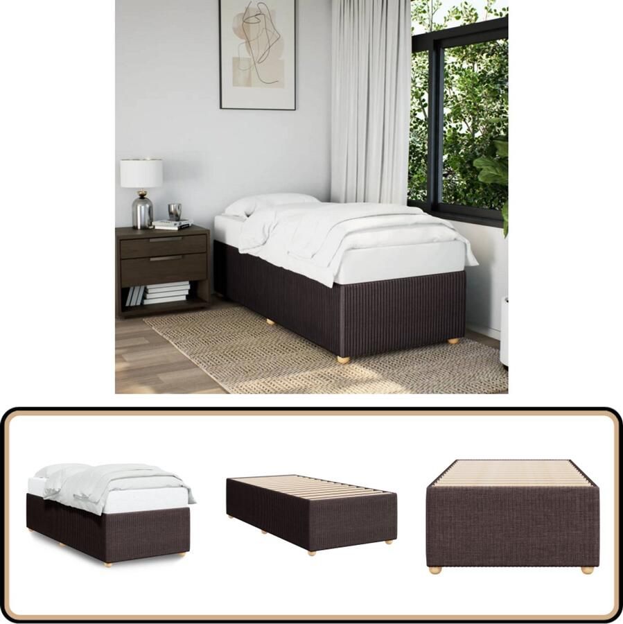 VidaXL Bedframe zonder matras 80x200 cm stof donkerbruin